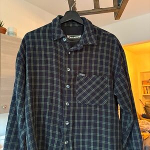 black and green grunge plaid jacket